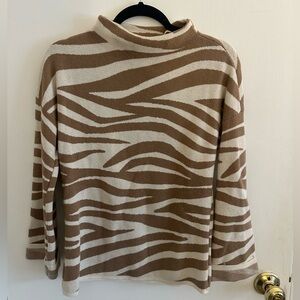 Adorable Zebra Print Sweater with Mockneck Sweater and Bell Sleeve